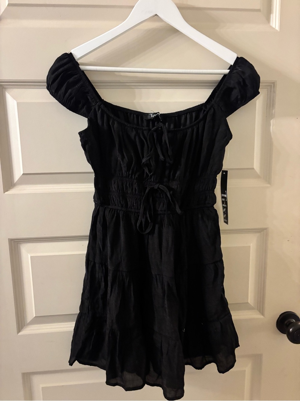 Trixxi Black Off-Shoulder Tiered Sundress